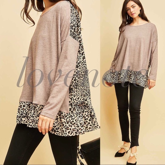 LAST! Long Sleeve Leopard Animal Print Tunic - Picture 3 of 6